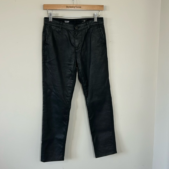 AG Adriano Goldschmied Caden Leatherette Tailored Trousers Black Pant Sz 24 - Picture 4 of 16